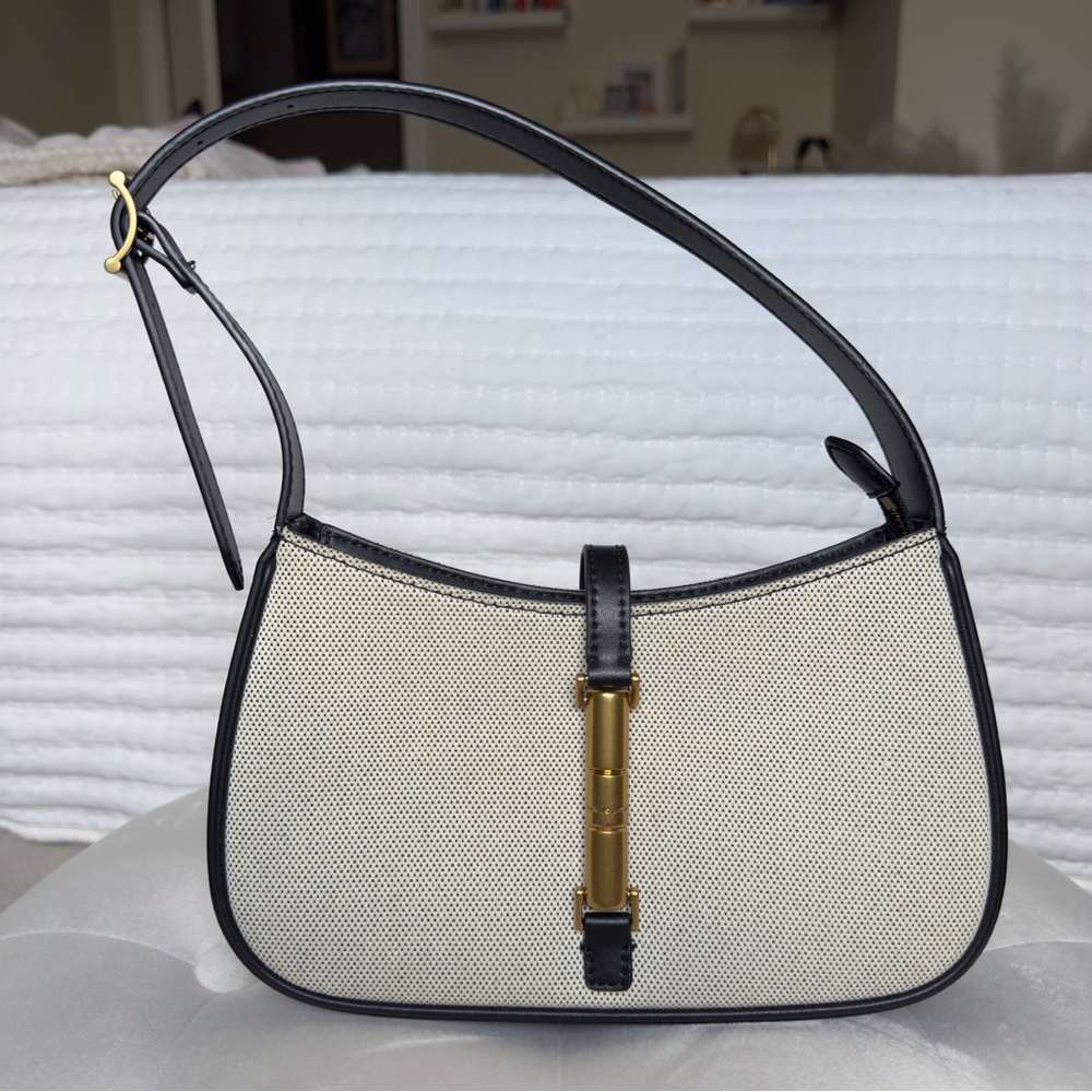 Charles & Keith Cesia Canvas Metallic Accent Shoulder Bag
